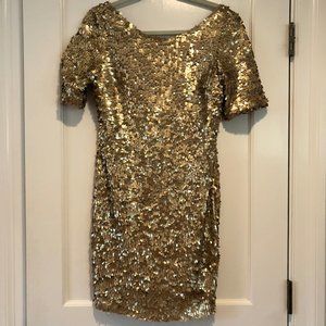 Vintage-style gold sequined dress